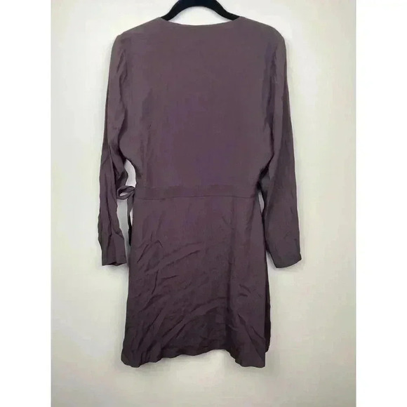 Frank And Oak Brown Long Sleeve The Wrap Dress - size Small - Picture 3 of 3